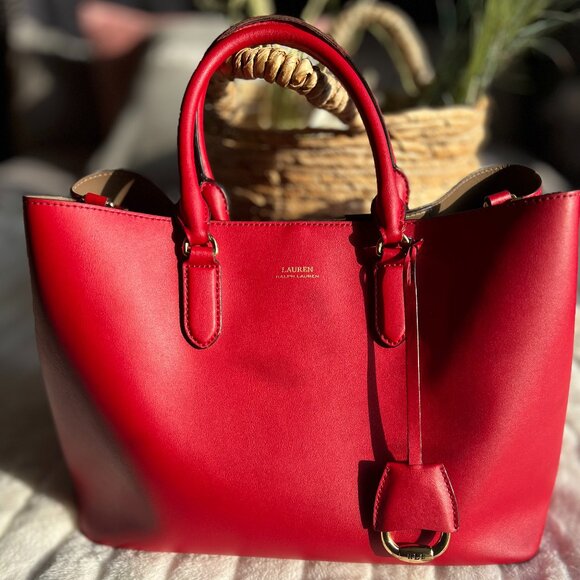Lauren Ralph Lauren Handbags - AUTHENTIC - Lauren-Ralph Lauren Marcy Dryden Satchel- RED TOTE- Office Wear TOTE